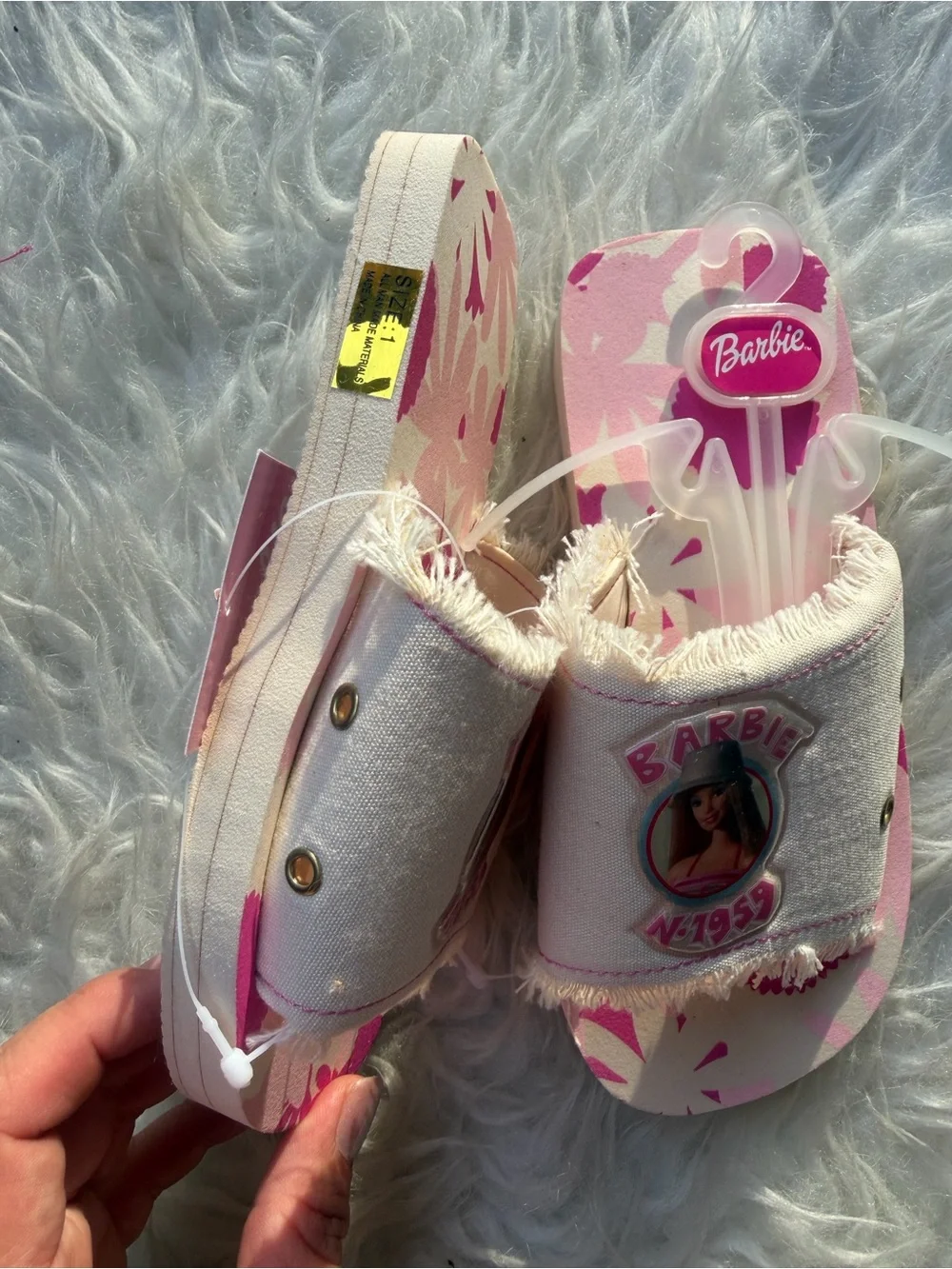 Barbie Pink Floral Slide Sandals Y2K  for Kids